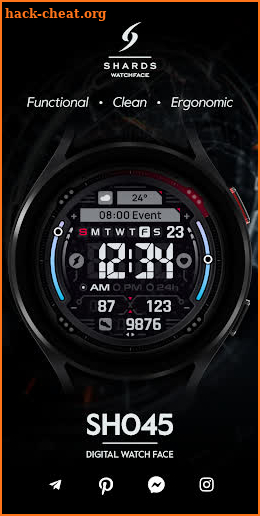 SH045 Watch Face, WearOS watch screenshot