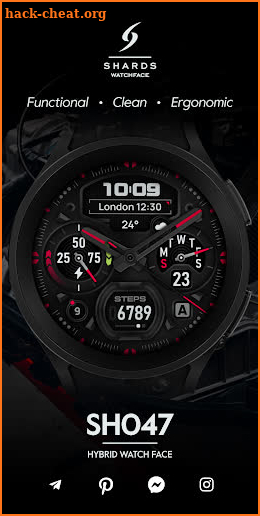 SH047 Watch Face, WearOS watch screenshot