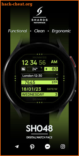 SH048 Watch Face, WearOS watch screenshot