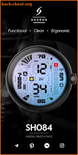 SH084 Watch Face, WearOS watch screenshot