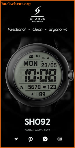 SH092 Watch Face, WearOS watch screenshot