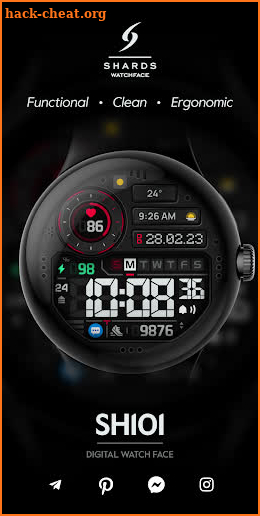 SH101 Watch Face, WearOS watch screenshot