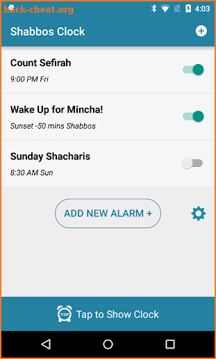 Shabbos Clock screenshot