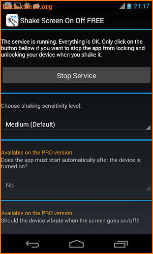 Shake Screen On Off screenshot