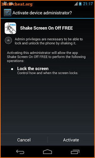 Shake Screen On Off screenshot