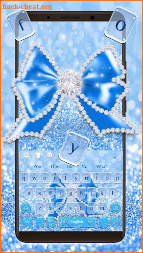 Shine Blue Glitter Diamond Bow keyboard Theme screenshot