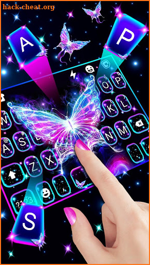 Shiny Neon Butterfly Keyboard Theme screenshot