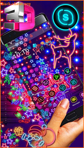 Shiny Neon Christmas Light Gravity Theme screenshot