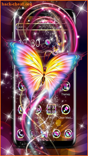 Shiny Yellow Neon Butterfly Theme screenshot