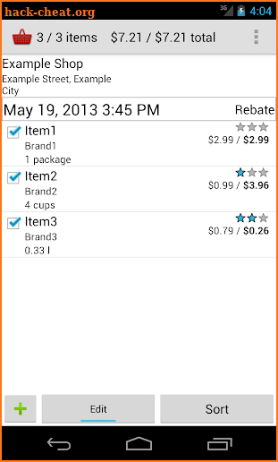 Shopping Basket screenshot