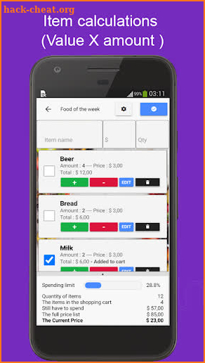 Shopping List Calculate Price screenshot