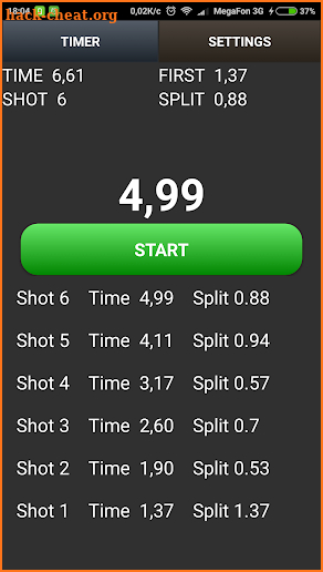 Shot timer IPSC IDPA USPSA screenshot