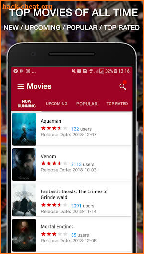 Shows & Current Movies box screenshot