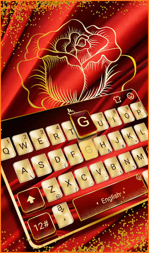 Silk Red Luxury Gold Keyboard Theme screenshot