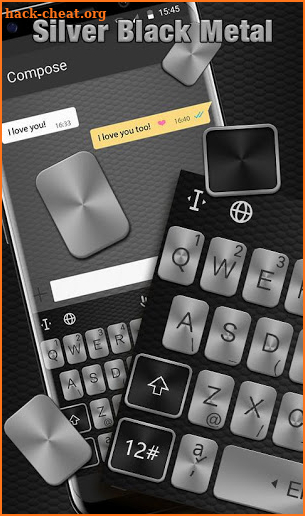 Silver Black Metal Keyboard Theme screenshot