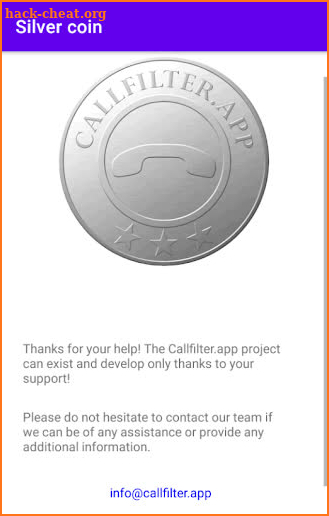 Silver donation Callfilter.app screenshot