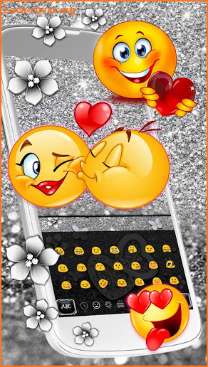 Silver Glitter Heart Keyboard screenshot