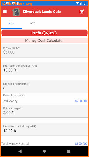 Silverback Leads - Fix-it Flip-it Calculator screenshot