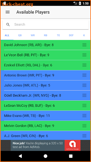 Simple Fantasy Football Cheat Sheet screenshot