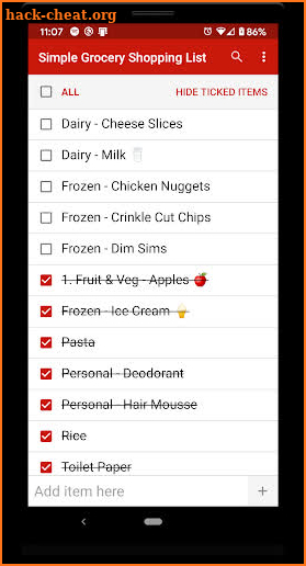 Simple Grocery Shopping List screenshot