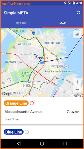 Simple MBTA screenshot