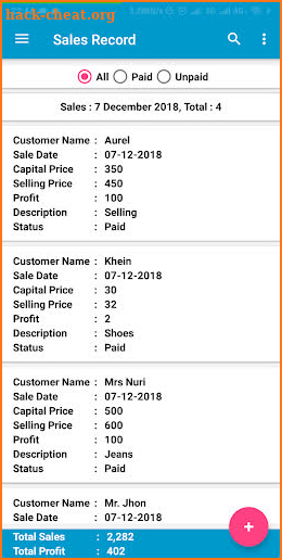 Simple Sales Record screenshot