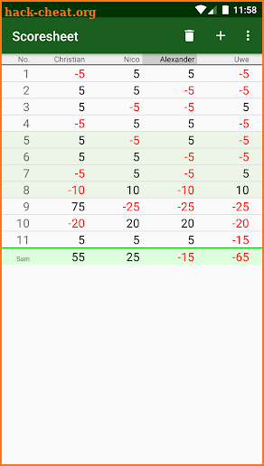 Simple Score Sheet screenshot