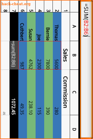 Simple Spreadsheet screenshot