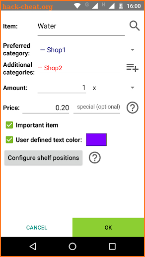 SimpleShoppingList screenshot