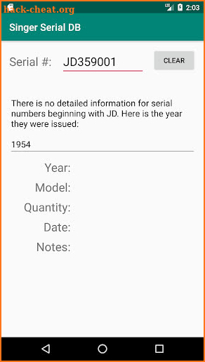 Singer Serial DB screenshot