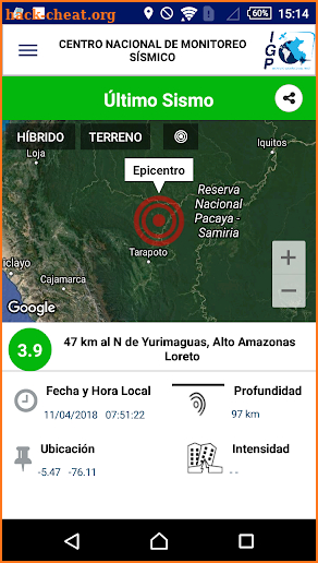 Sismos Perú screenshot