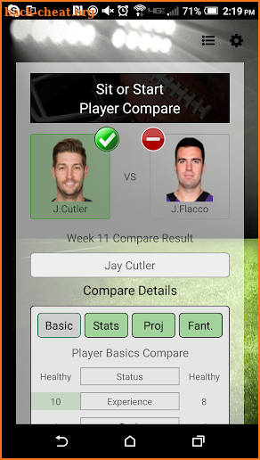 Sit or Start Fantasy Football screenshot