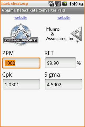 Six Sigma Defect Converter screenshot