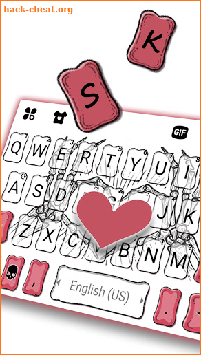 Skeleton Love Heart Keyboard Background screenshot