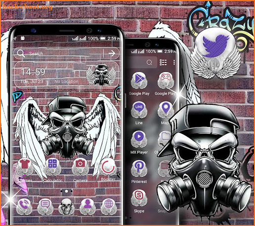 Skull Graffiti Launcher Theme screenshot