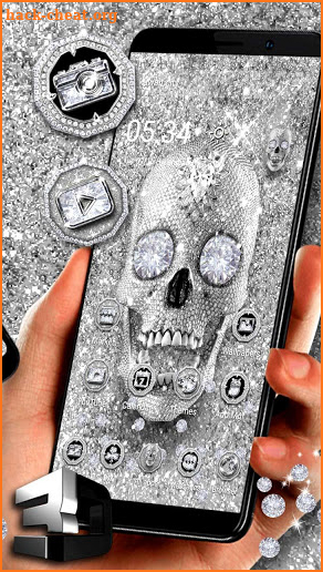 Skull Luxury Shiny Diamond 3D Gravity Theme 💎 screenshot