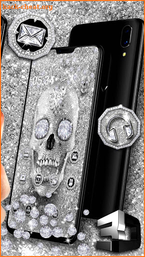 Skull Luxury Shiny Diamond 3D Gravity Theme 💎 screenshot