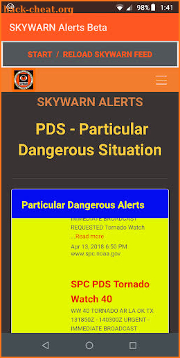 SKYWARN ALERTS version 1.1 screenshot