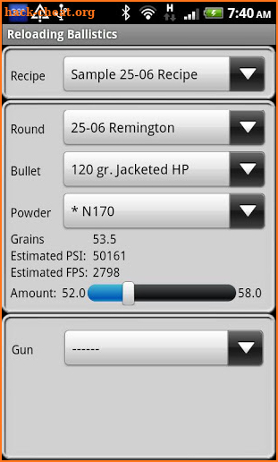 Small Deer Ballistics Data screenshot