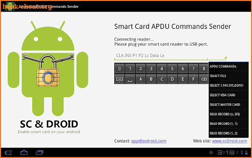 Smart Card APDU Command Sender screenshot