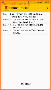 Smart Recirculation Control app screenshot