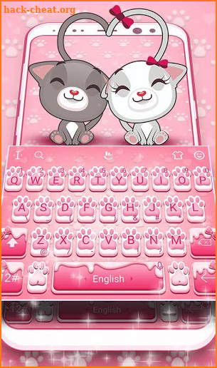 Smile Pink Cute Kitty Keyboard Theme screenshot