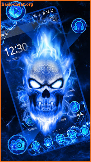 Smoking Blue Devil Skull Theme screenshot