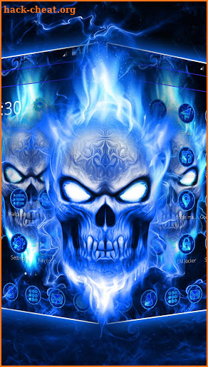 Smoking Blue Devil Skull Theme screenshot