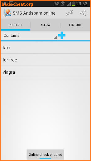 SMS Antispam online screenshot