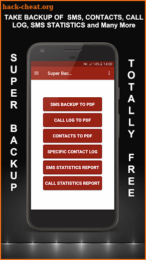 SMS BACKUP (PDF),GOOGLE CONTACTS, CALL LOG & Stats screenshot