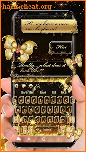 SMS Gold Butterfly Shining Keyboard Theme screenshot