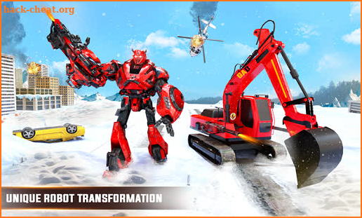 Snow Excavator Crane Transform Robot Shooting Game screenshot