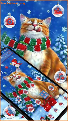 Snow Scarf Christmas Cat Theme screenshot