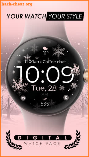 Snowflake rose gold watch face screenshot